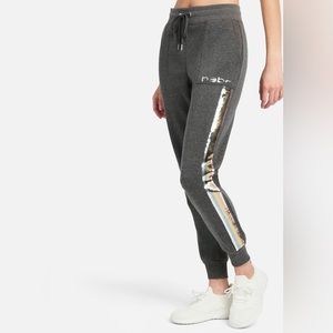 EUC BEBE SPORT Gray SEQUIN STRIPE JOGGER, size XL